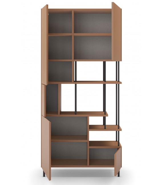 Librería estantería asimétrica terracota y metal negro mdmhogar