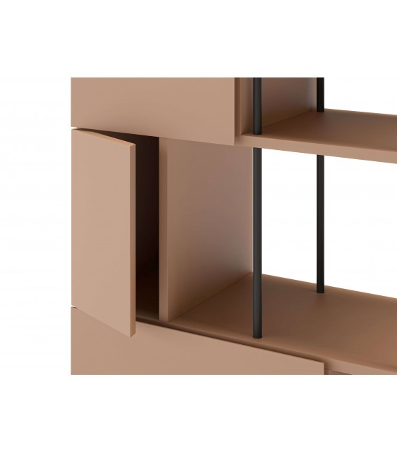 Librería estantería asimétrica terracota y metal negro mdmhogar