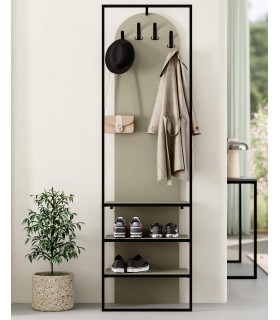 Perchero de pie para anclar en la pared verde y negro mdmhogar