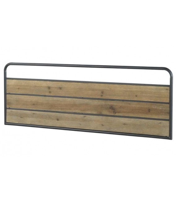 Cabecero matrimonio madera natural de abeto y metal negro mdmhogar