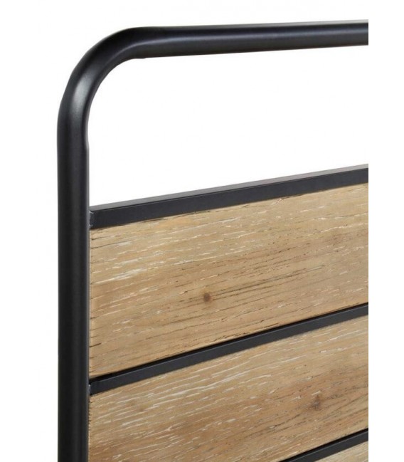 Cabecero matrimonio madera natural de abeto y metal negro mdmhogar