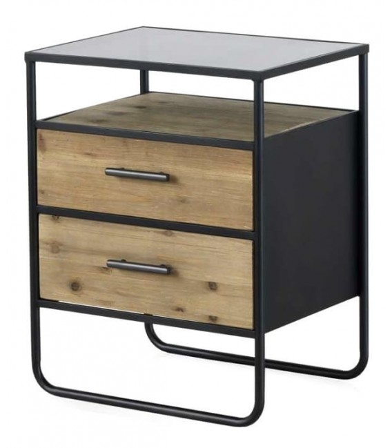 Mesita de noche 2 cajones estilo industrial mdmhogar