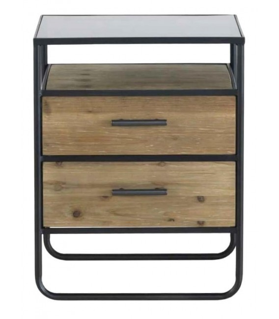 Mesita de noche 2 cajones estilo industrial mdmhogar