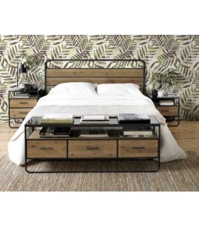 MESITA DE NOCHE 46 X 36 X 59 PRIDA MADERA NATURAL METAL NEGRO