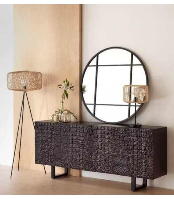 Espejo redondo de pared de estilo industrial