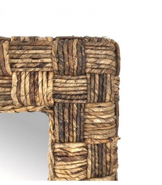 Espejo rectangular madera de caoba y ratán natural trenzado mdmhogar