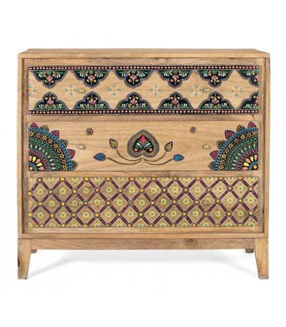 Cómoda madera maciza con todos los detalles pintados a mano mdmhogar