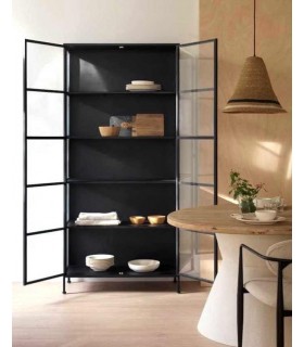 Vitrina de estilo industrial metal negro mdmhogar