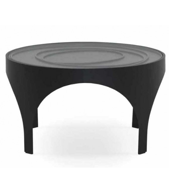 Mesa de centro redonda pequeña metal negro y cristal