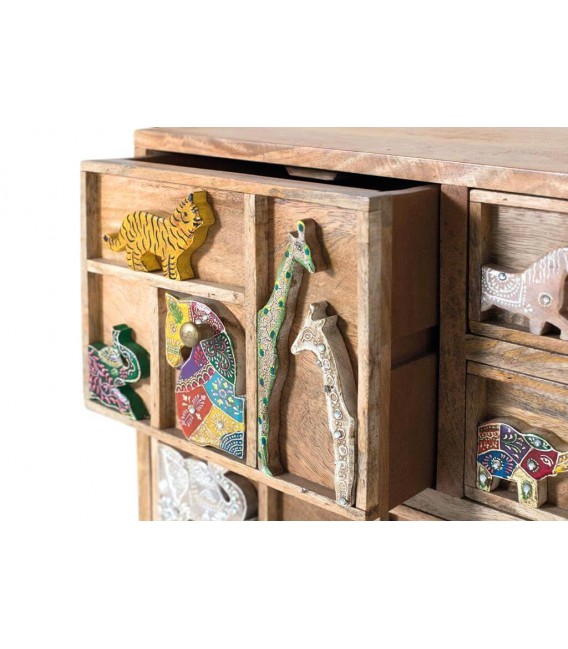 Mueble de TV pequeño madera aplicaciones talladas y pintadas a mano mdmhogar