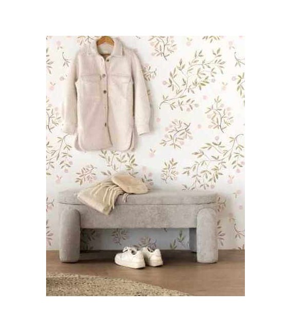 Banco pie de cama original, tapizado bucle color gris mdmhogar