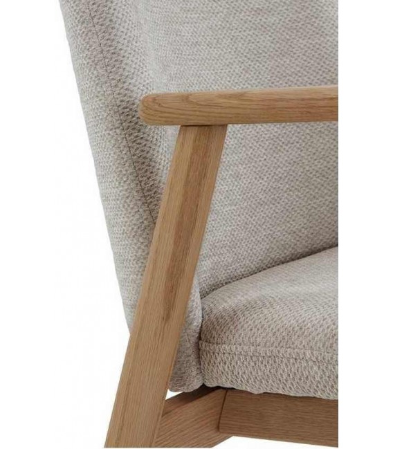 Sillón de comedor cómodo madera de roble natural chenilla color beige mdmhogar
