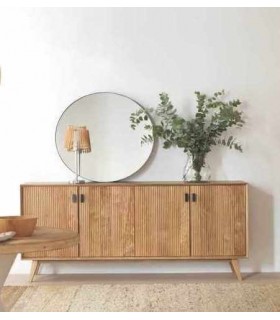 Aparador 4 puertas madera de fresno natural metal negro mdmhogar