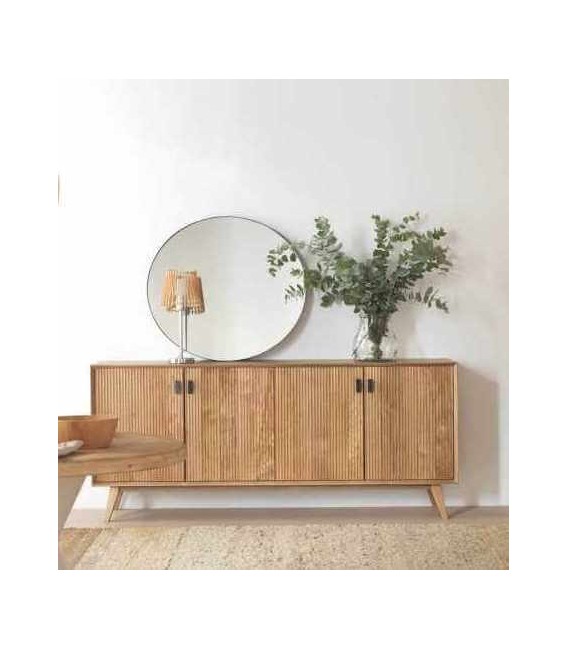 Aparador 4 puertas madera de fresno natural metal negro mdmhogar