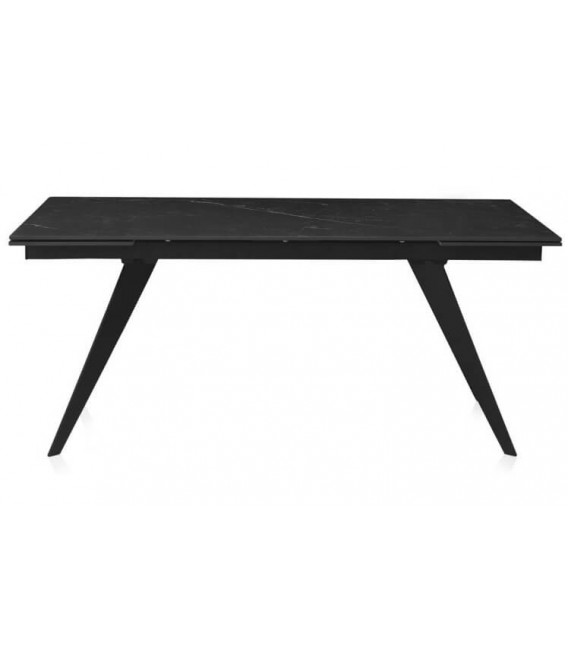 Mesa de comedor extensible grande cerámica imitación mármol negro mdmhogar