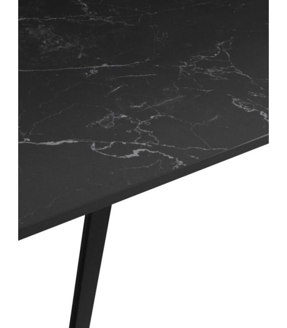 Mesa de comedor extensible grande cerámica imitación mármol negro mdmhogar