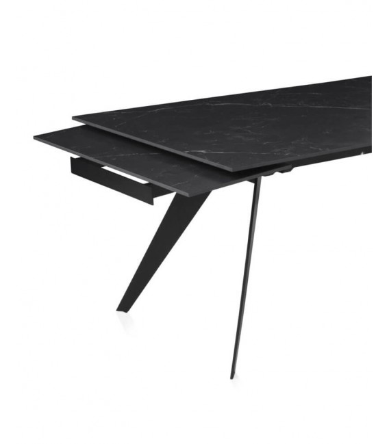 Mesa de comedor extensible grande cerámica imitación mármol negro mdmhogar