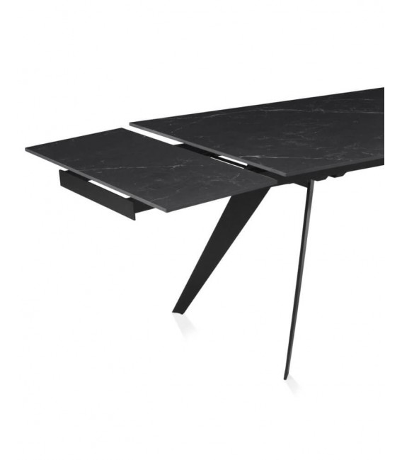 Mesa de comedor extensible grande cerámica imitación mármol negro mdmhogar