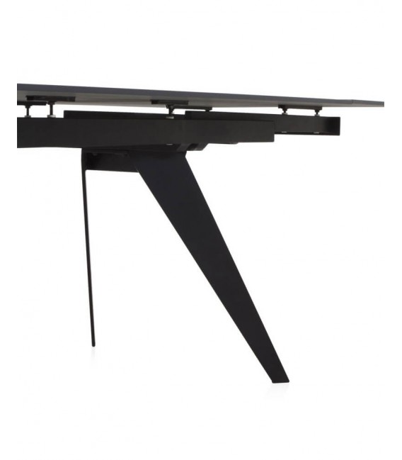 Mesa de comedor extensible grande cerámica imitación mármol negro mdmhogar