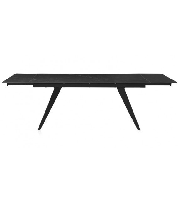 Mesa de comedor extensible grande cerámica imitación mármol negro mdmhogar