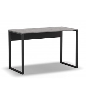 Mesa escritorio melamina imitación cemento gris y metal negro mdmhogar