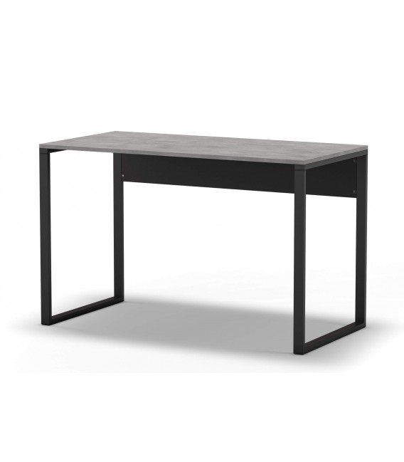 Mesa escritorio melamina imitación cemento gris y metal negro mdmhogar