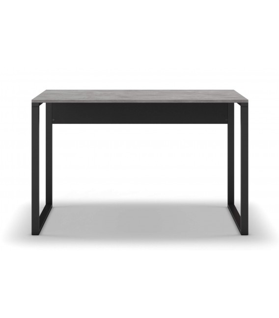 Mesa escritorio melamina imitación cemento gris y metal negro mdmhogar