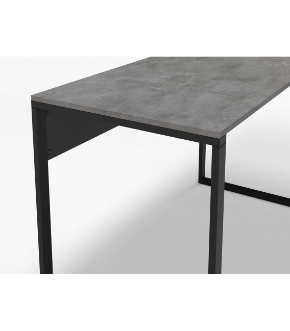 Mesa escritorio melamina imitación cemento gris y metal negro mdmhogar
