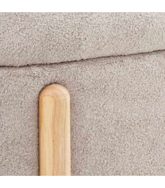 Banco pie de cama baúl patas pino natural tela de pelo corto gris mdmhogar