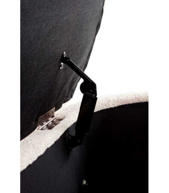 Banco pie de cama baúl patas pino natural tela de pelo corto gris mdmhogar