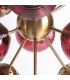 Lampara de techo grande metal dorado con 12  globos cristal rojo mdmhogar
