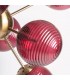 Lampara de techo grande metal dorado con 12  globos cristal rojo mdmhogar