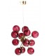 Lampara de techo grande metal dorado con 12  globos cristal rojo mdmhogar