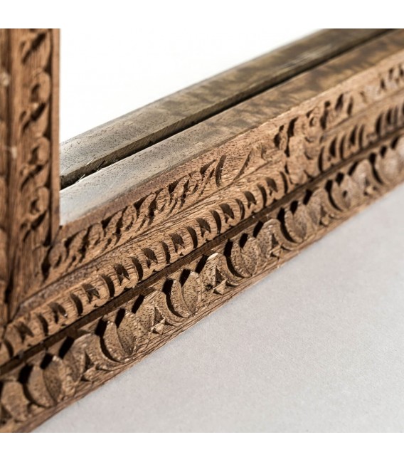 Espejo vestidor madera de mango natural tallado de manera artesanal mdmhogar