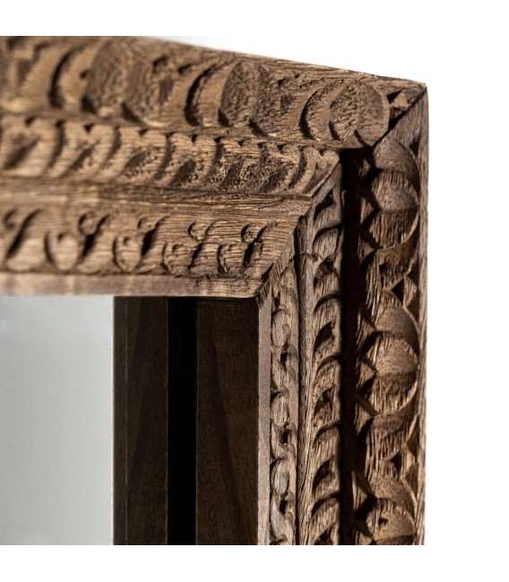 Espejo vestidor madera de mango natural tallado de manera artesanal mdmhogar