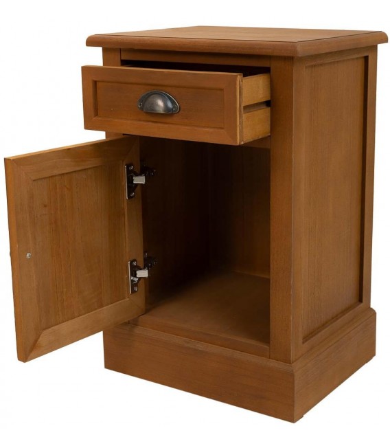 Mesita de noche madera teñida color cerezo mdmhogar