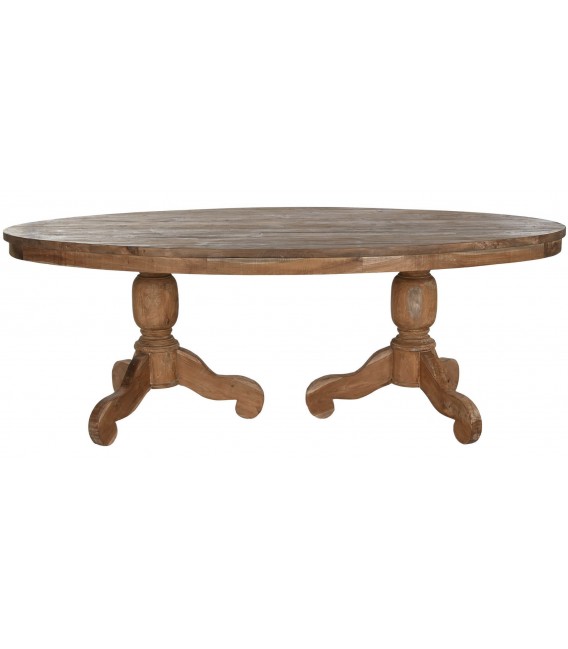 Mesa de comedor ovalada grande realizada en madera de teca mdmhogar