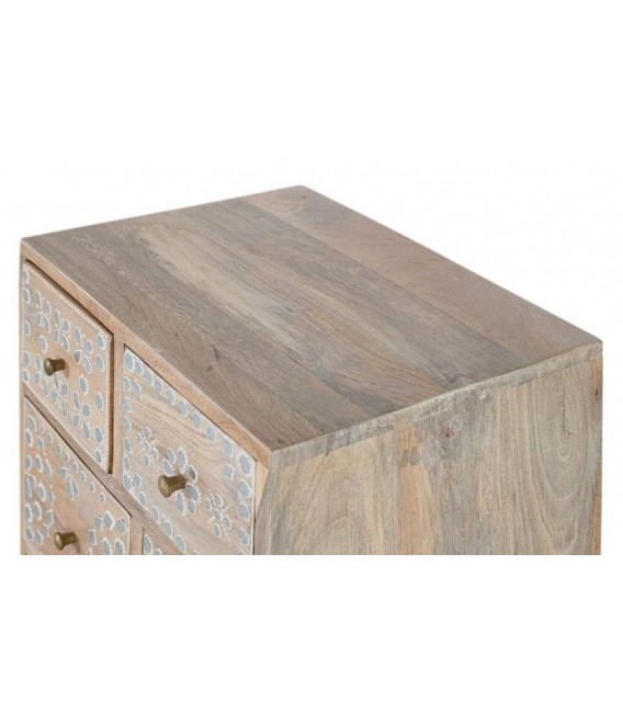 Mesita de noche madera maciza de mango detalles pintados a mano mdmhogar