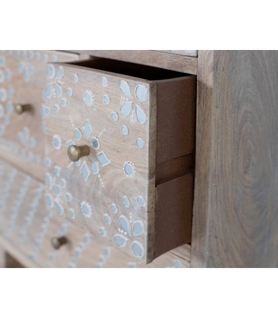 Mesita de noche madera maciza de mango detalles pintados a mano mdmhogar