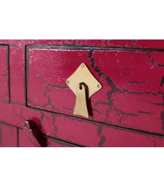 Aparador de estilo japonés lacado en color rojo craquelado mdmhogar