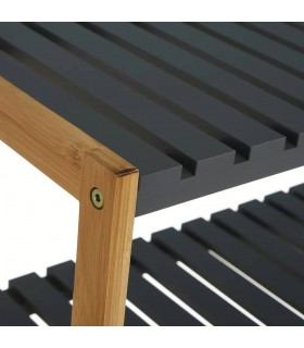 Banco zapatero madera bambú natural  mdf  gris mdmhogar