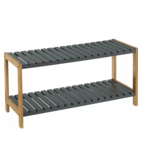 Banco zapatero madera bambú natural  mdf  gris mdmhogar