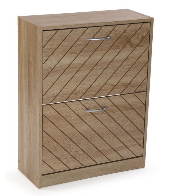 Mueble zapatero bajo melamina roble con 2 zapateros dobles mdmhogar