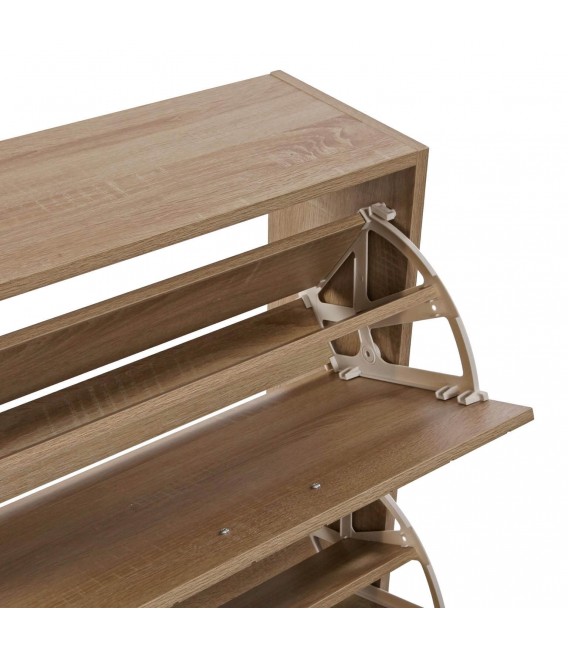 Mueble zapatero bajo melamina roble con 2 zapateros dobles mdmhogar
