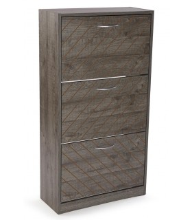 Mueble zapatero melamina color nogal con 3 zapateros dobles