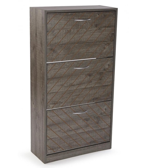 Mueble zapatero melamina color nogal con 3 zapateros dobles