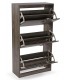 Mueble zapatero melamina color nogal con 3 zapateros dobles