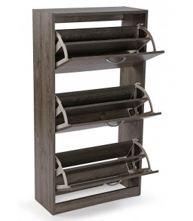 Mueble zapatero melamina color nogal con 3 zapateros dobles