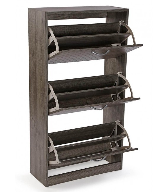 Mueble zapatero melamina color nogal con 3 zapateros dobles