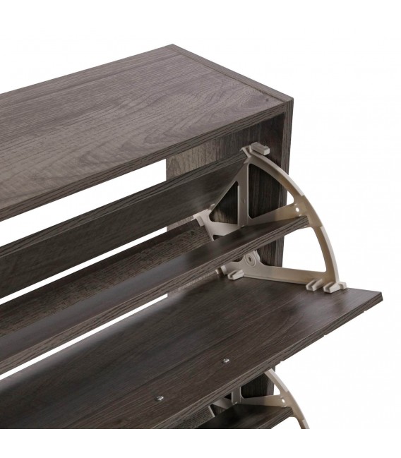 Mueble zapatero melamina color nogal con 3 zapateros dobles